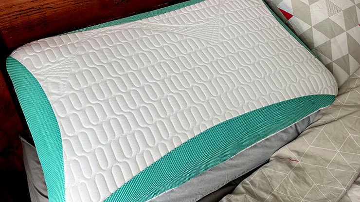Cooling gel pillow on a bed