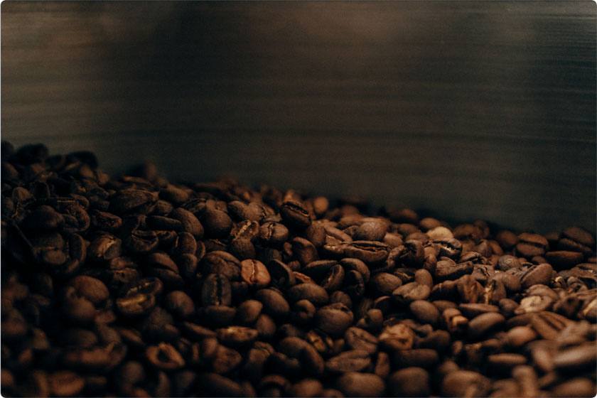 Coffee beans stored in a dark place