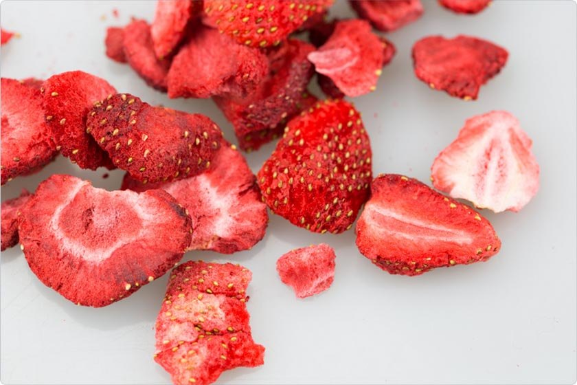 Frozen crushed strawberries